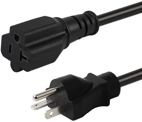 Répertorié UL USA Canada 2 broches mâle à femelle AC DC rallonge électrique cordon d'alimentation Spt